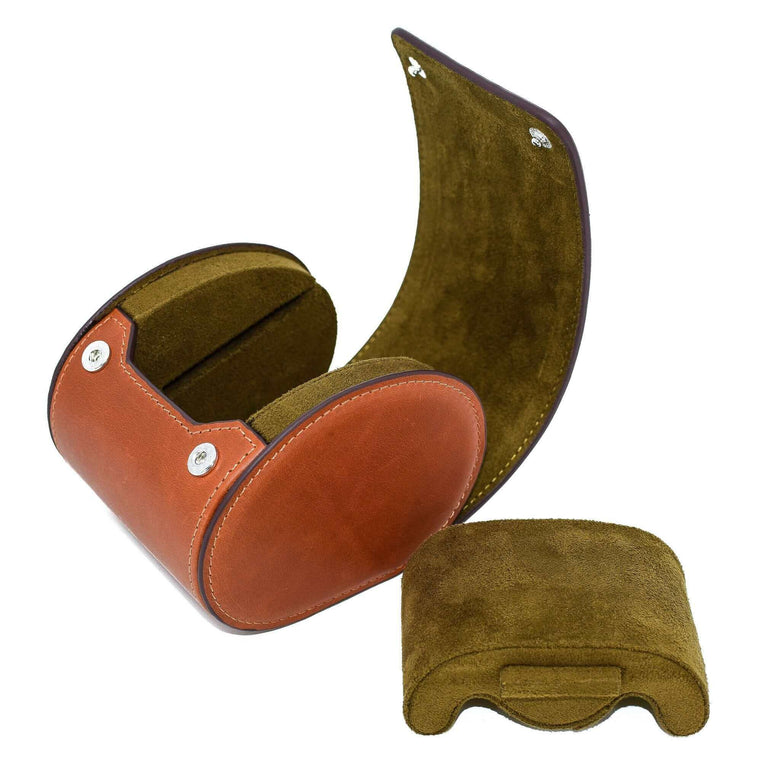 Luxury Watch Rolls Vintage Brown Leather Watch Roll Single